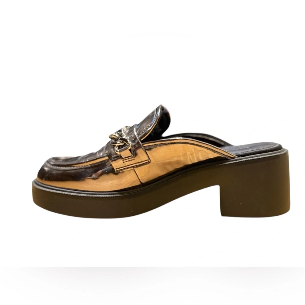 NWOT - Naturalizer Ayden Platform Mules with Chain Detail in Pewter Size 6.5 - Picture 6 of 9